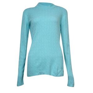 Karen Scott Women's Mock Turtleneck Cable Knit Sweater - Angel Blue